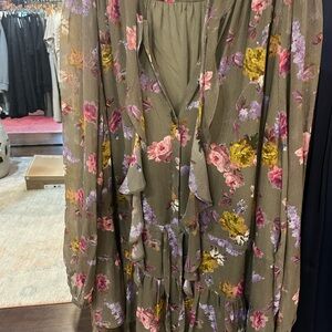 PAIGE Floral Long Sleeve Dress - Olive, Pink, Yellow